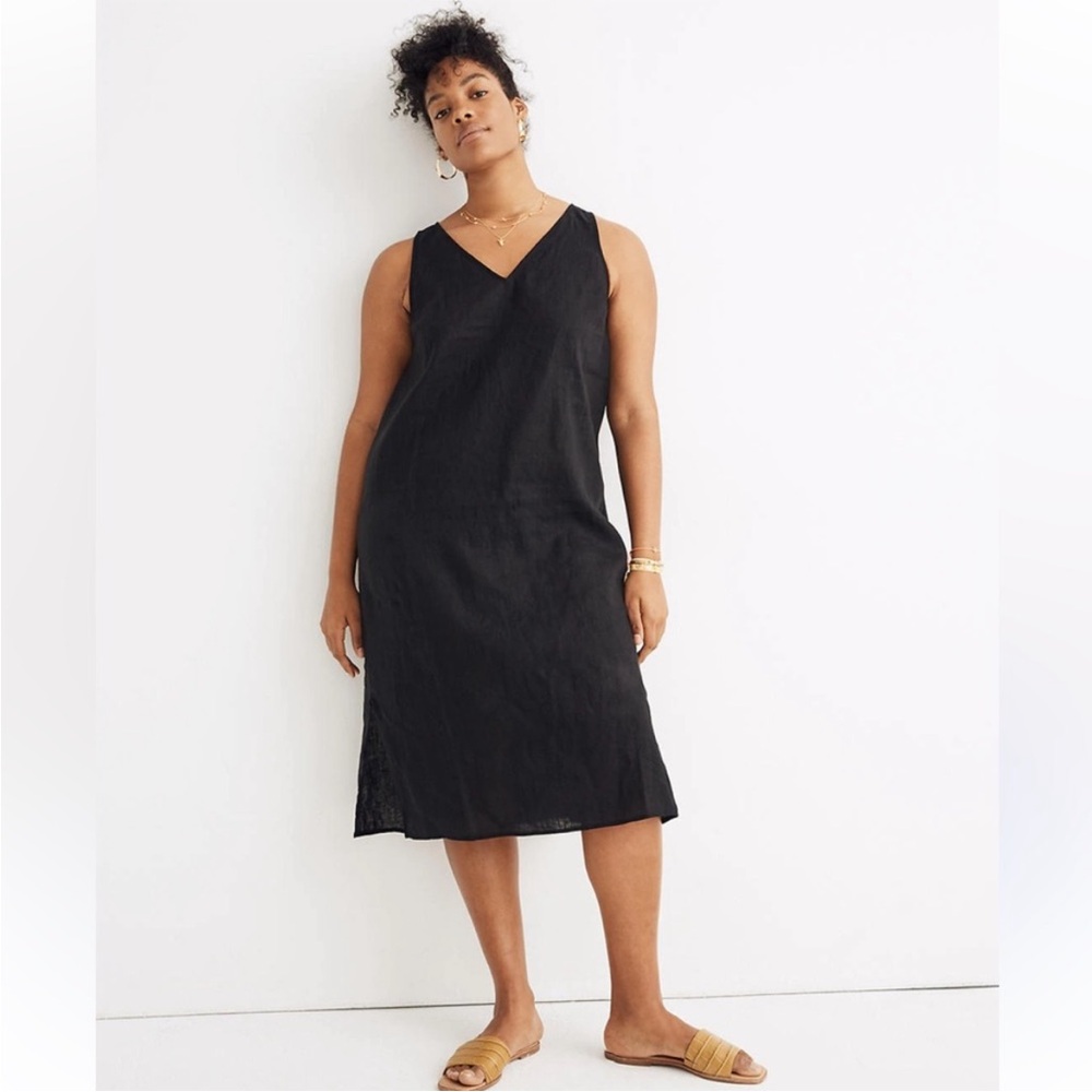 Madewell black linen midi dress - Picture 2 of 4